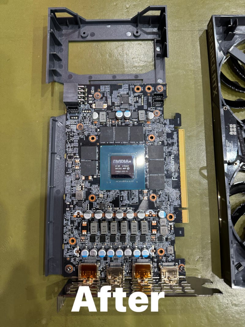 NVIDIA GPU chip after professional cleaning and repaste