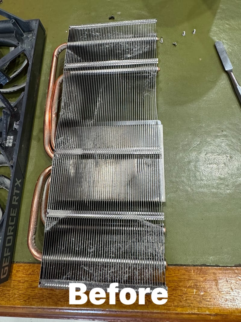 Dust-clogged GPU heatsink causing thermal throttling